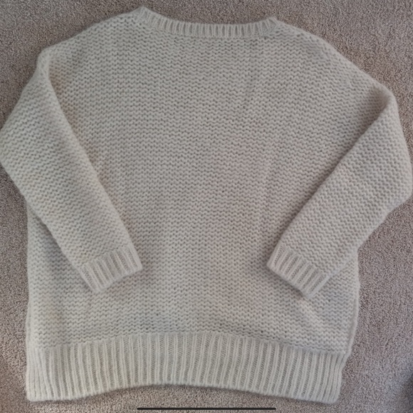 EILEEN FISHER soft cozy chunky alpaca oversized sweater with front cable NWOT - Picture 3 of 5